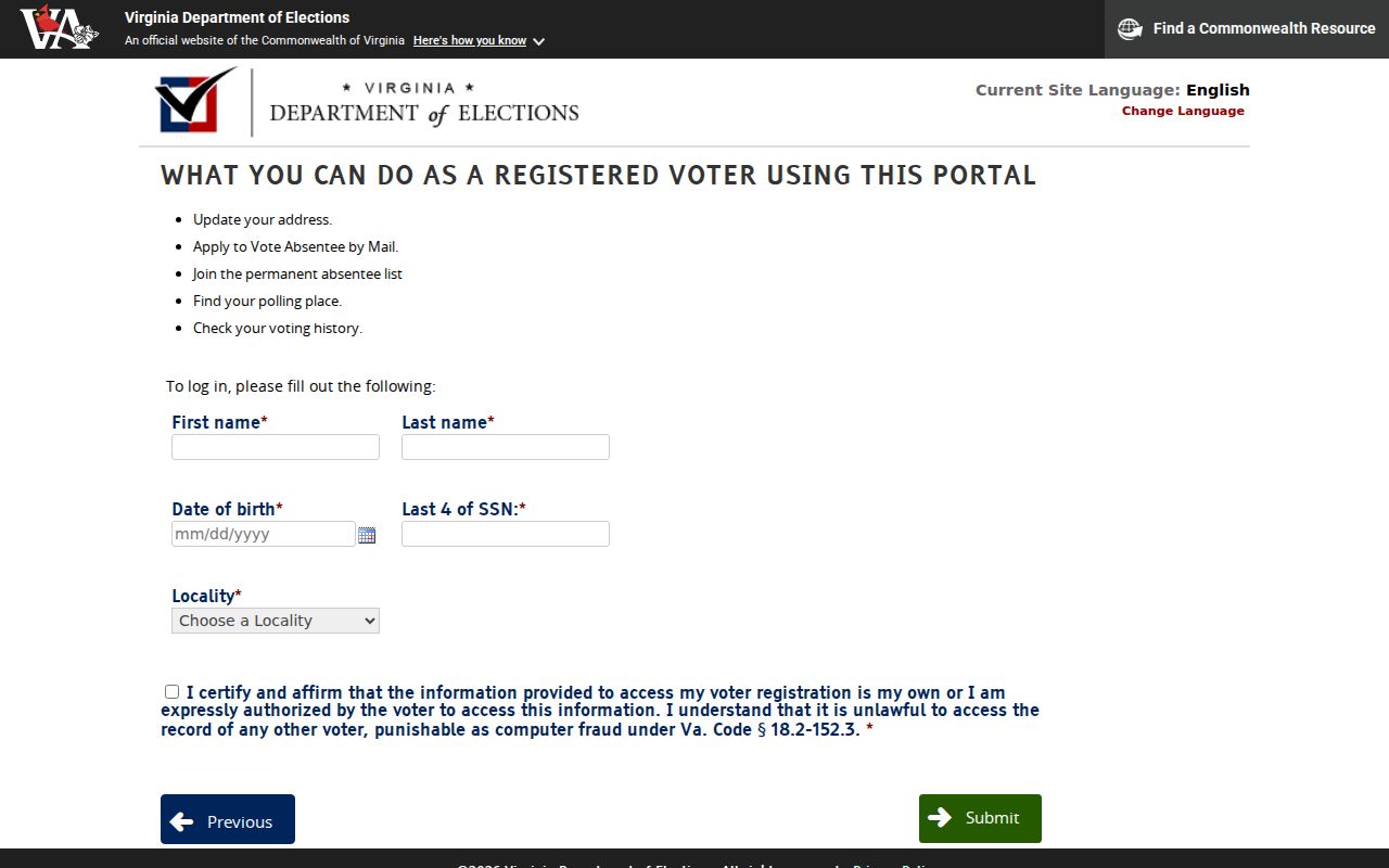 Meadowbrook residents directory Virginia voter lookup form