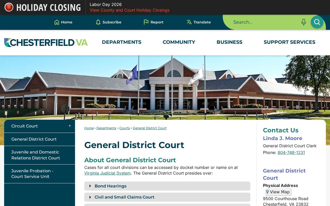 Meadowbrook resident lookup Chesterfield General District Court search guidance